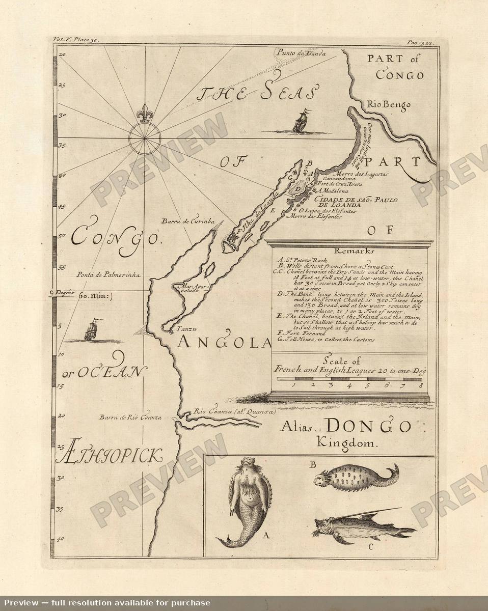 Antique map: Angola, 1732, 1732