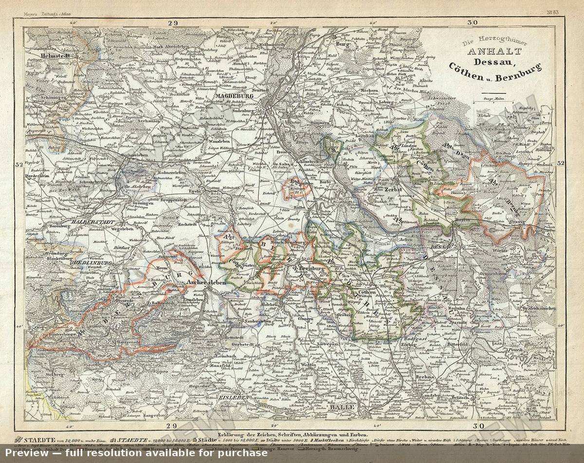 Antique map: Anhalt Dessau, 1852