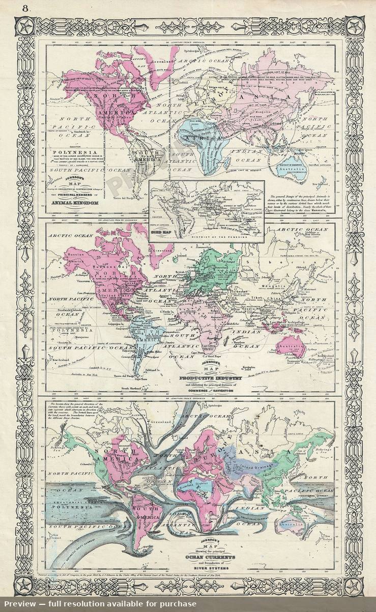 Antique map: Animal Industry Ocean, 1864