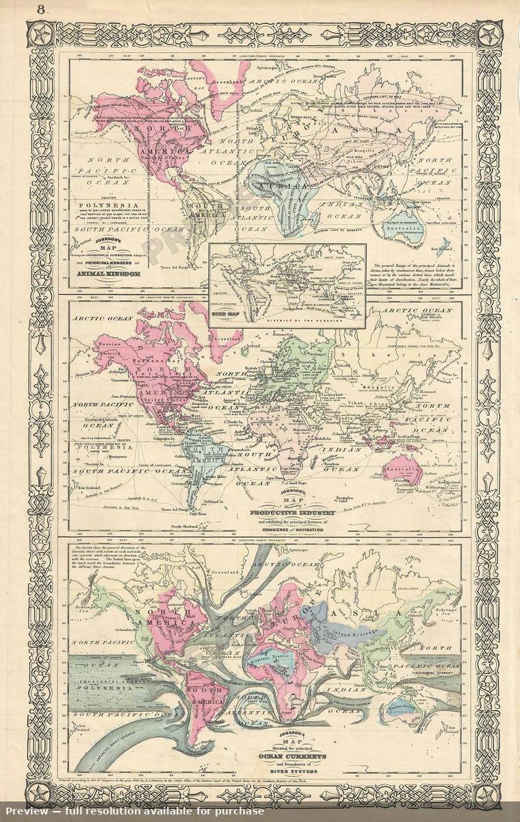 Antique map: Animal Industry Ocean 2, 1864