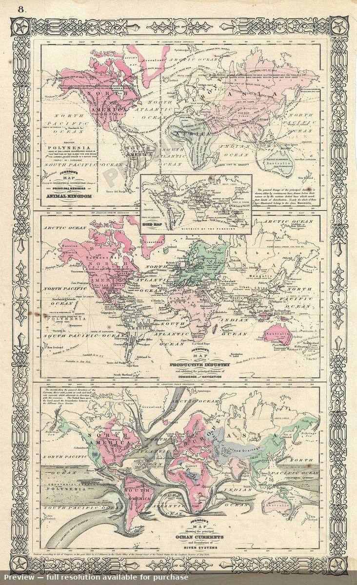 Antique map: Animal Industry Ocean 3, 1864
