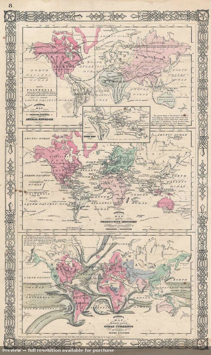 Antique map: Animal Industry Ocean 4, 1864
