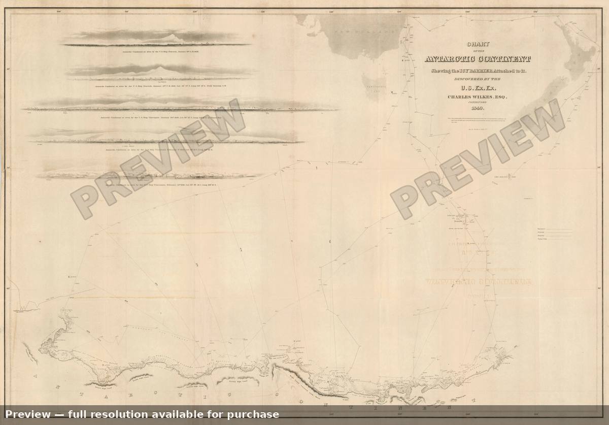 Antique map: Antarctic Continent, 1840