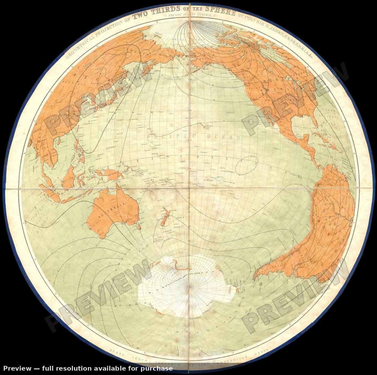 Antique map: Antarctic Projection, 1860, 1860
