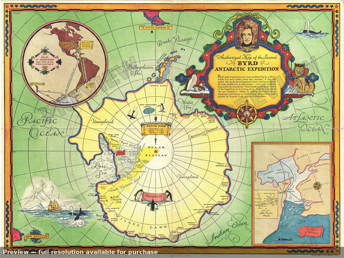 Antique map: Antarctica, 1934