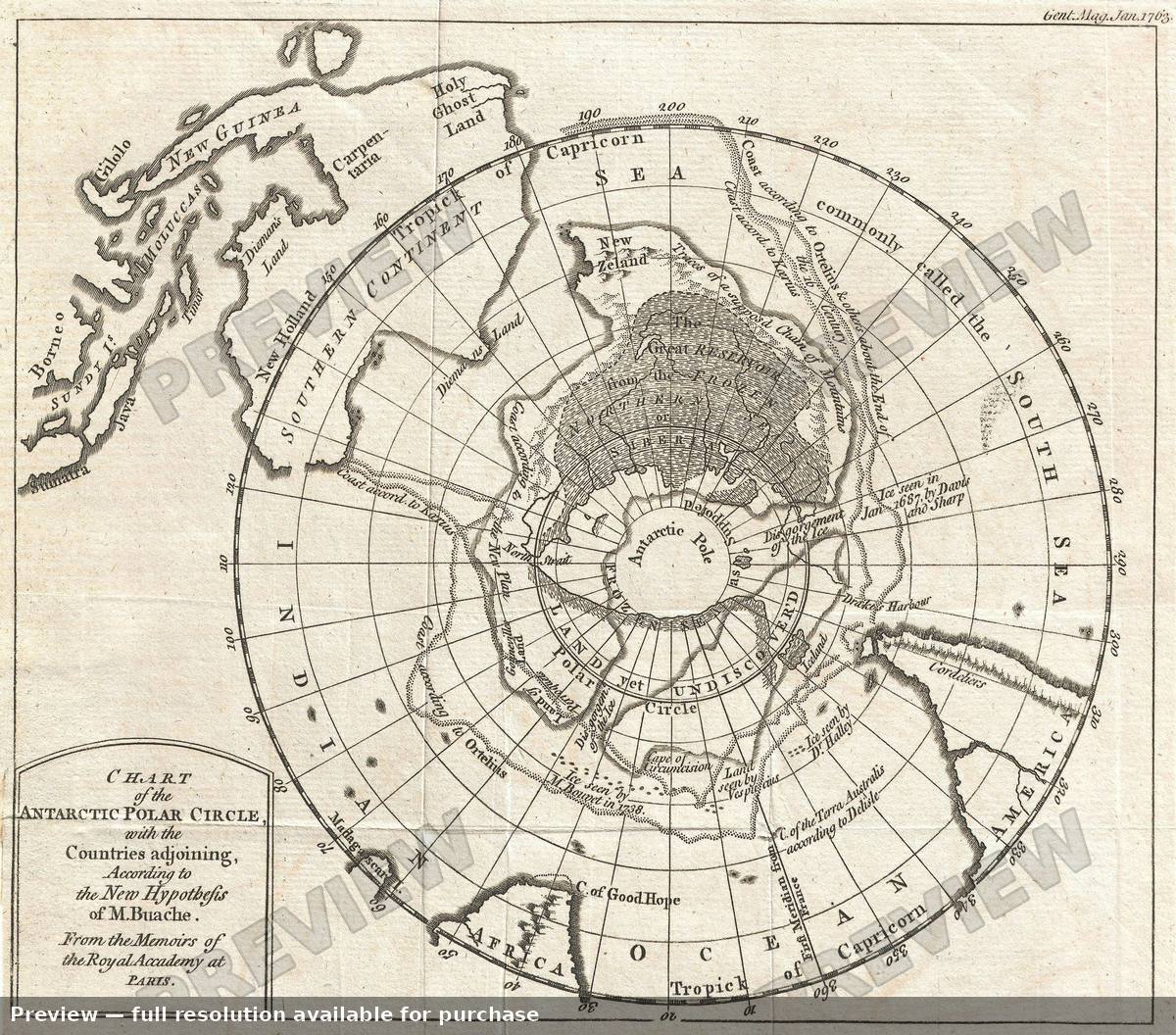 Antique map: Antarctica, 1763, 1763