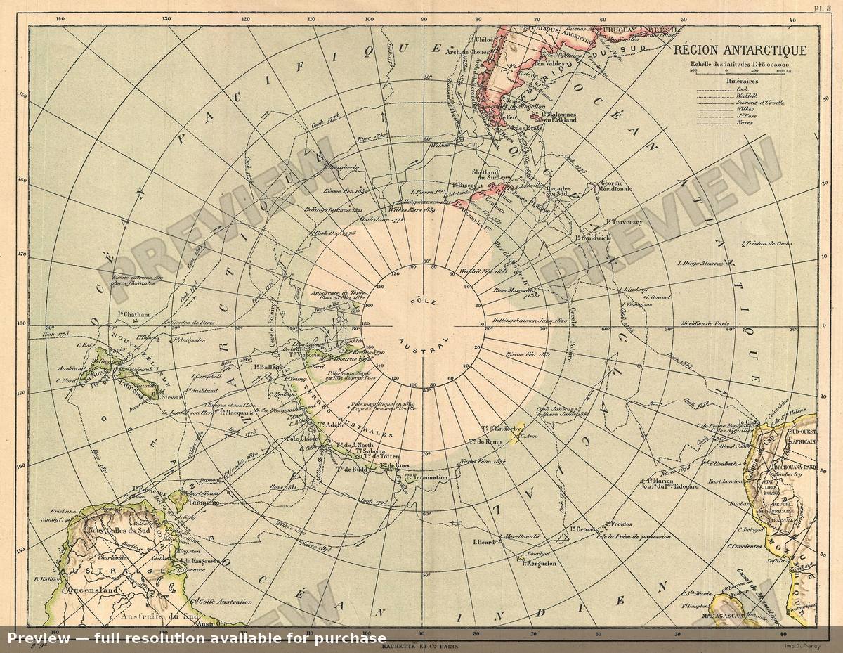 Antique map: Antarctica, 1890, 1890