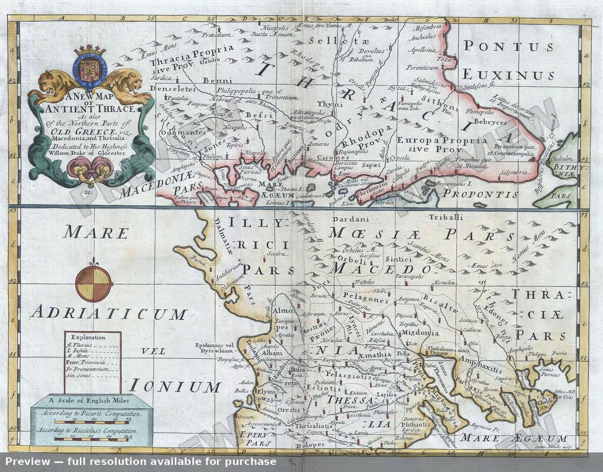 Antique map: Antient Thrace, 1712