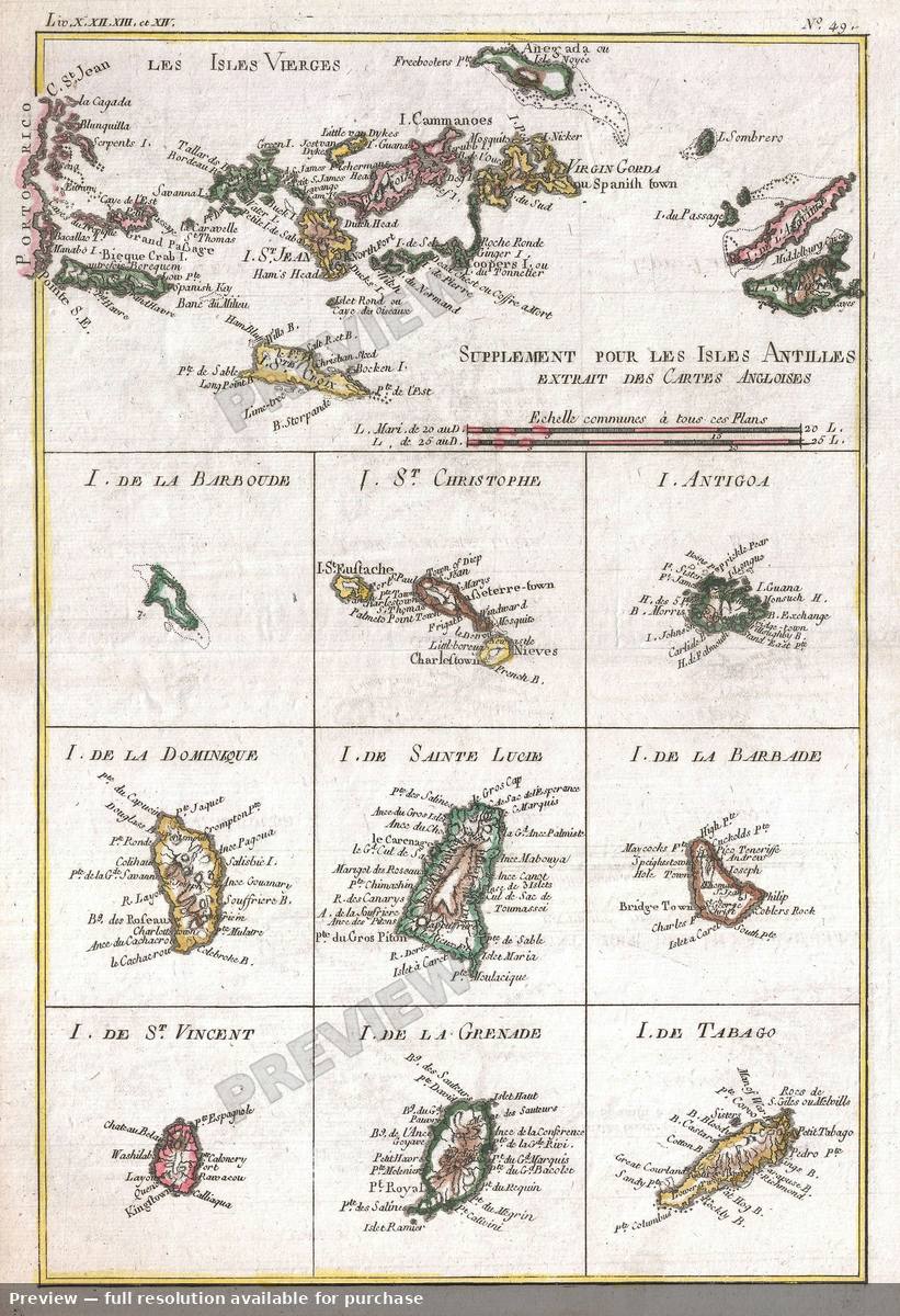 Antique map: Antilles, 1780, 1780