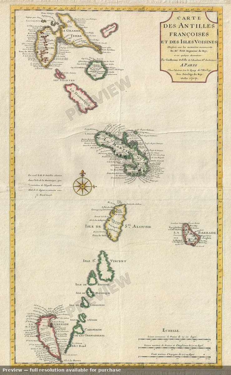 Antique map: Antilles Francoises, 1717