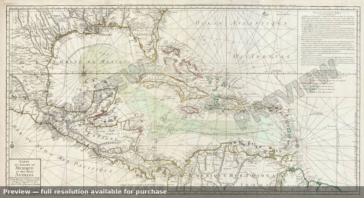 Antique map: Antilles Mexique Florida, 1780