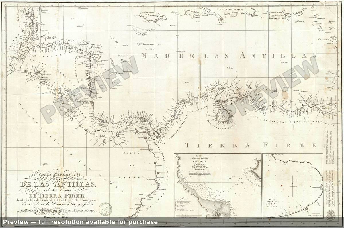 Antique map: Antilles Tierra Firme, 1809, 1809
