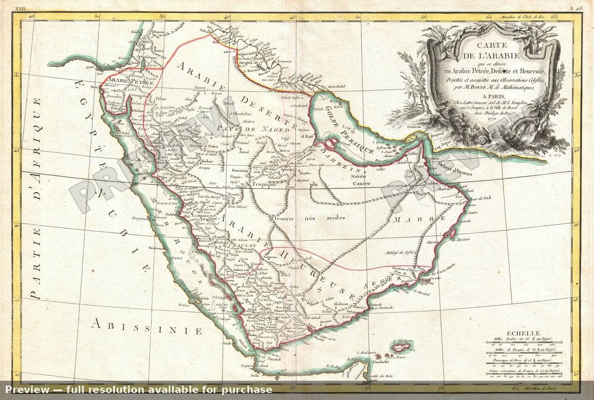 Antique map: Arabia, 1771