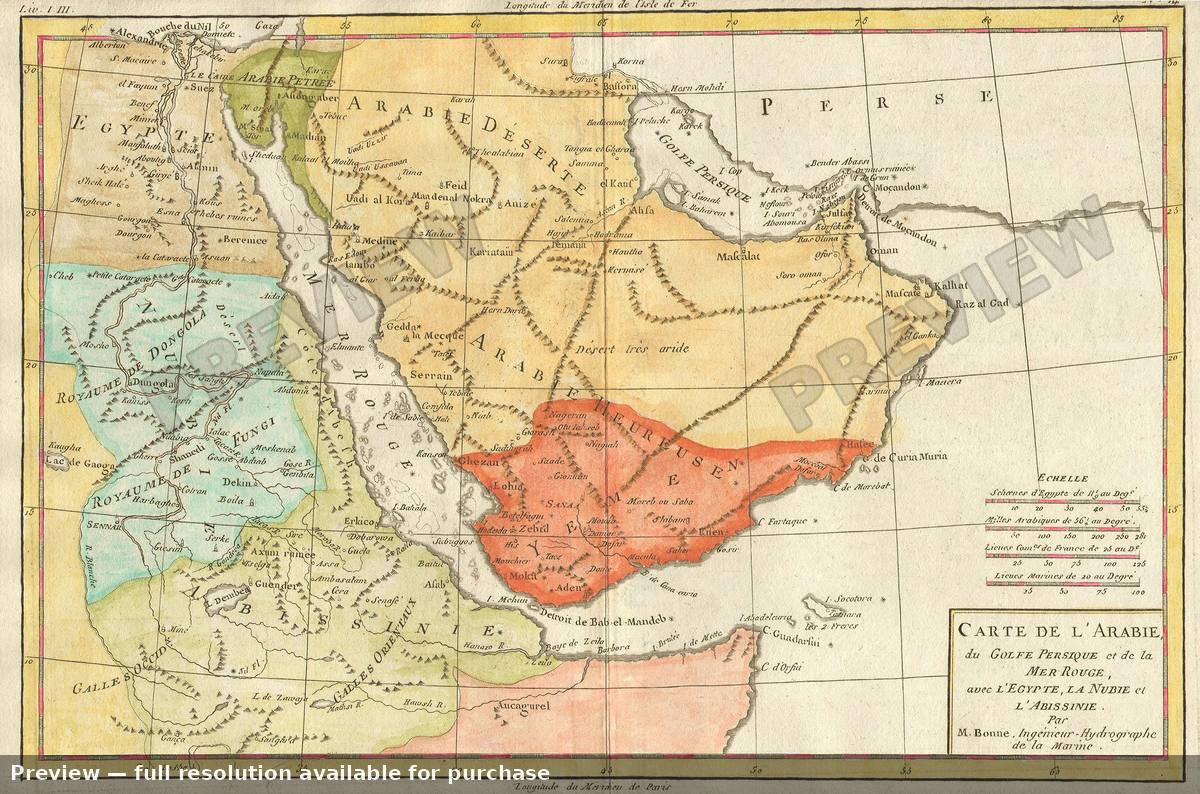 Antique map: Arabia, 1780, 1780