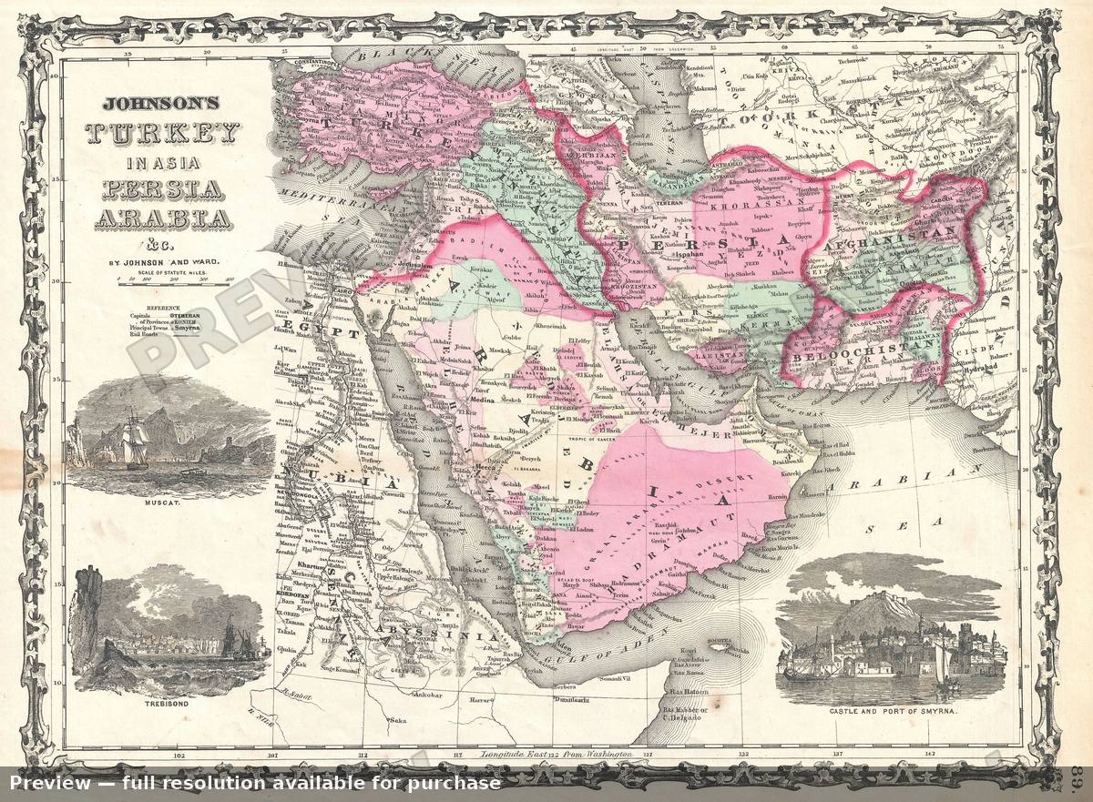 Antique map: Arabia, 1862, 1862