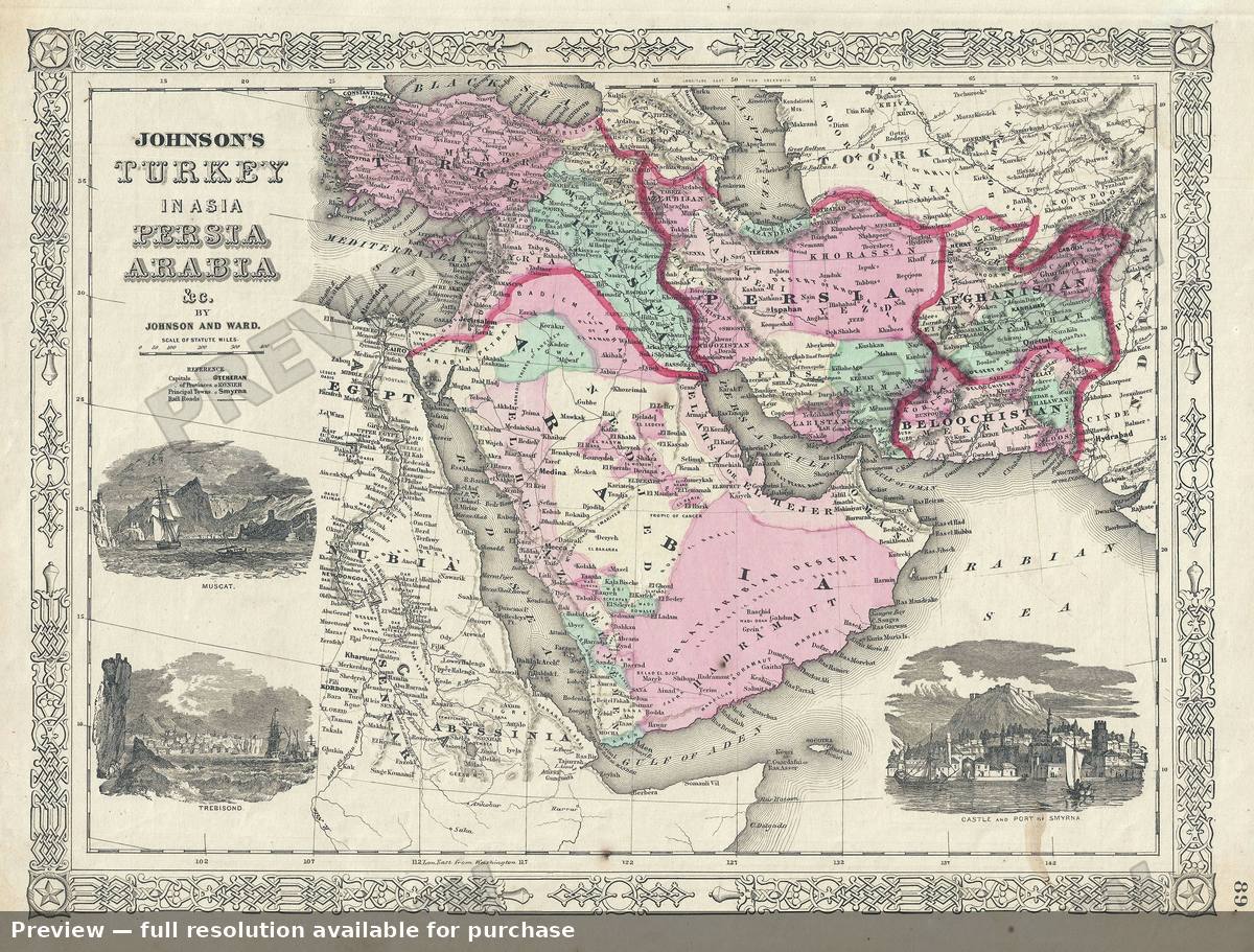 Antique map: Arabia, 1863, 1863