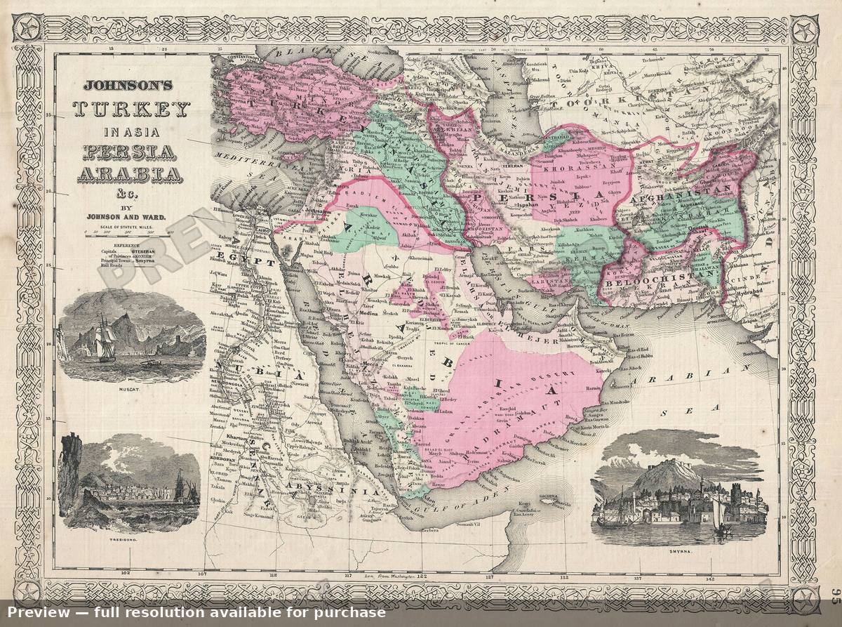 Antique map: Arabia, 1866