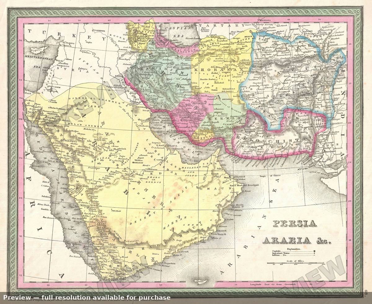 Antique map: Arabia, 1850, 1850