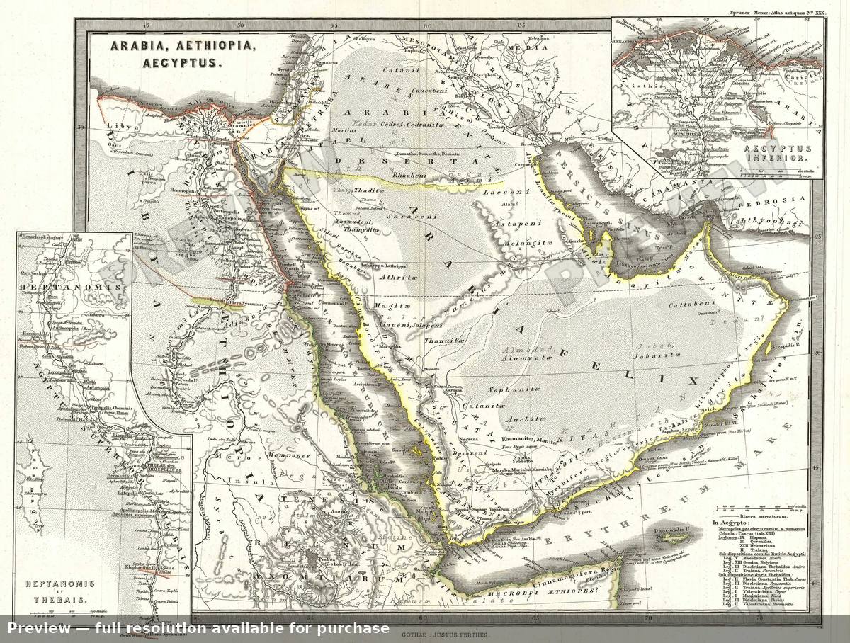 Antique map: Arabia, 1865