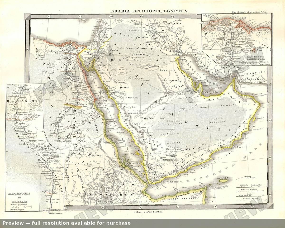 Antique map: Arabia, 1855