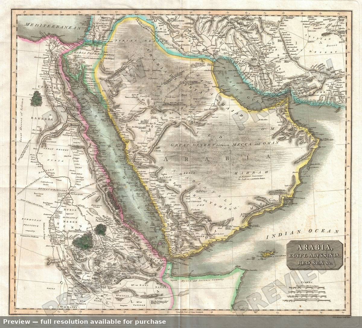 Antique map: Arabia, 1817