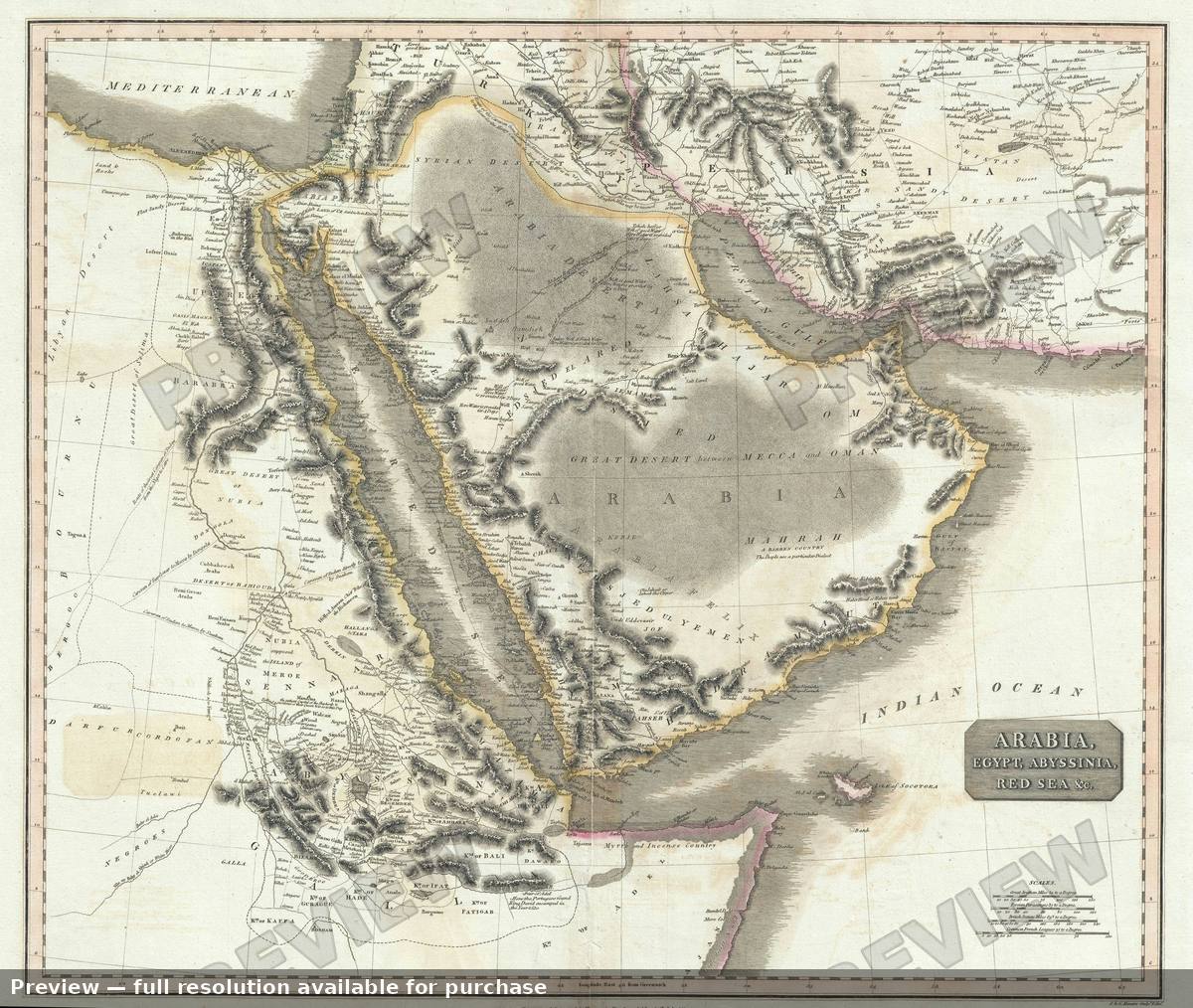 Antique map: Arabia Egypt, 1814, 1814