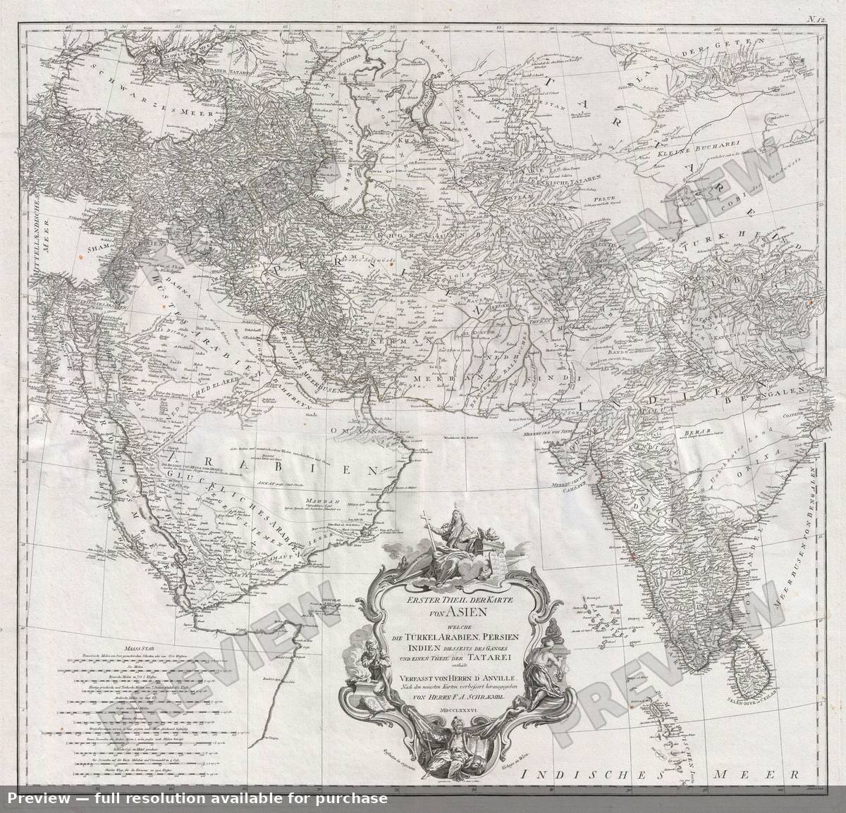 Antique map: Arabia Persia India, 1786, 1786