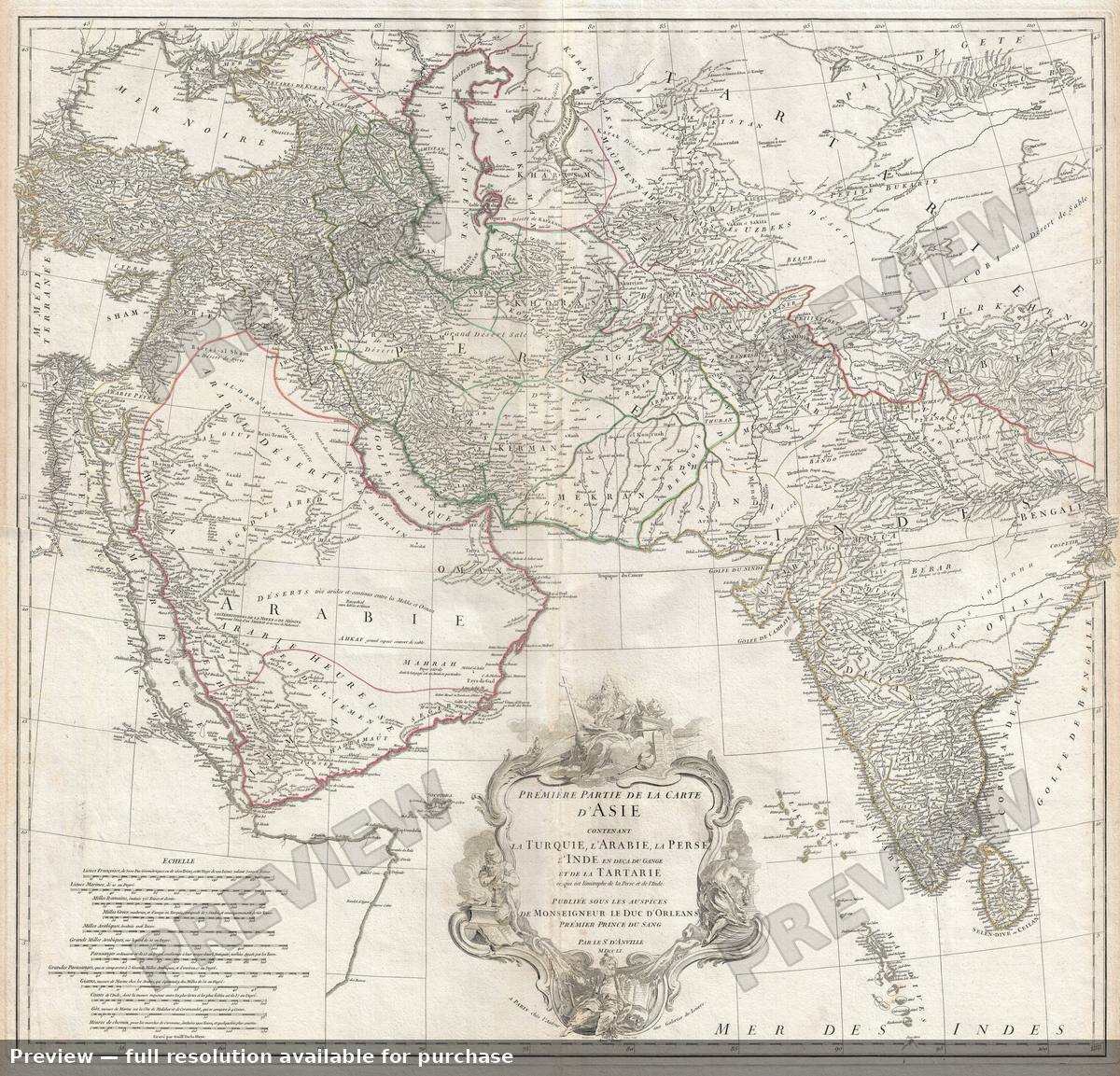 Antique map: Arabia Persia India 2, 1751