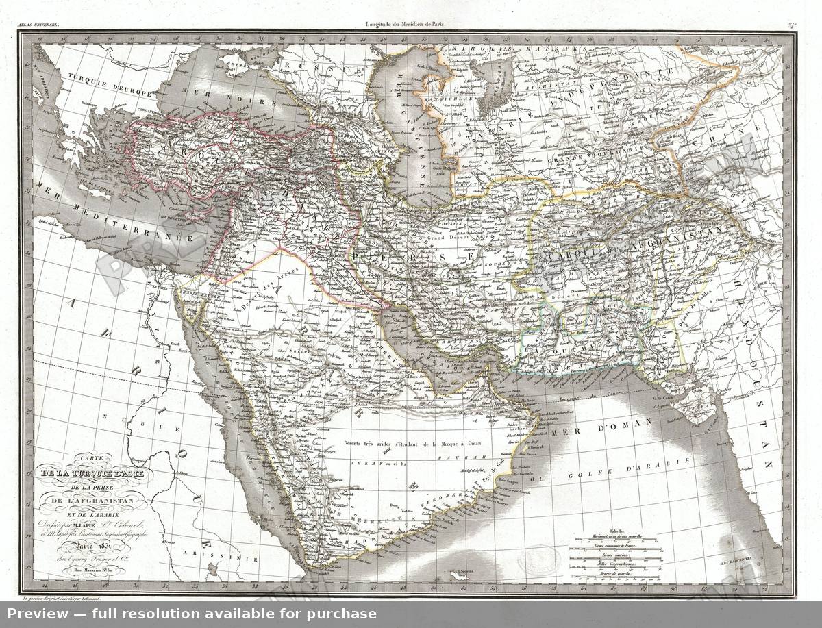Antique map: Arabia Turqiue, 1829
