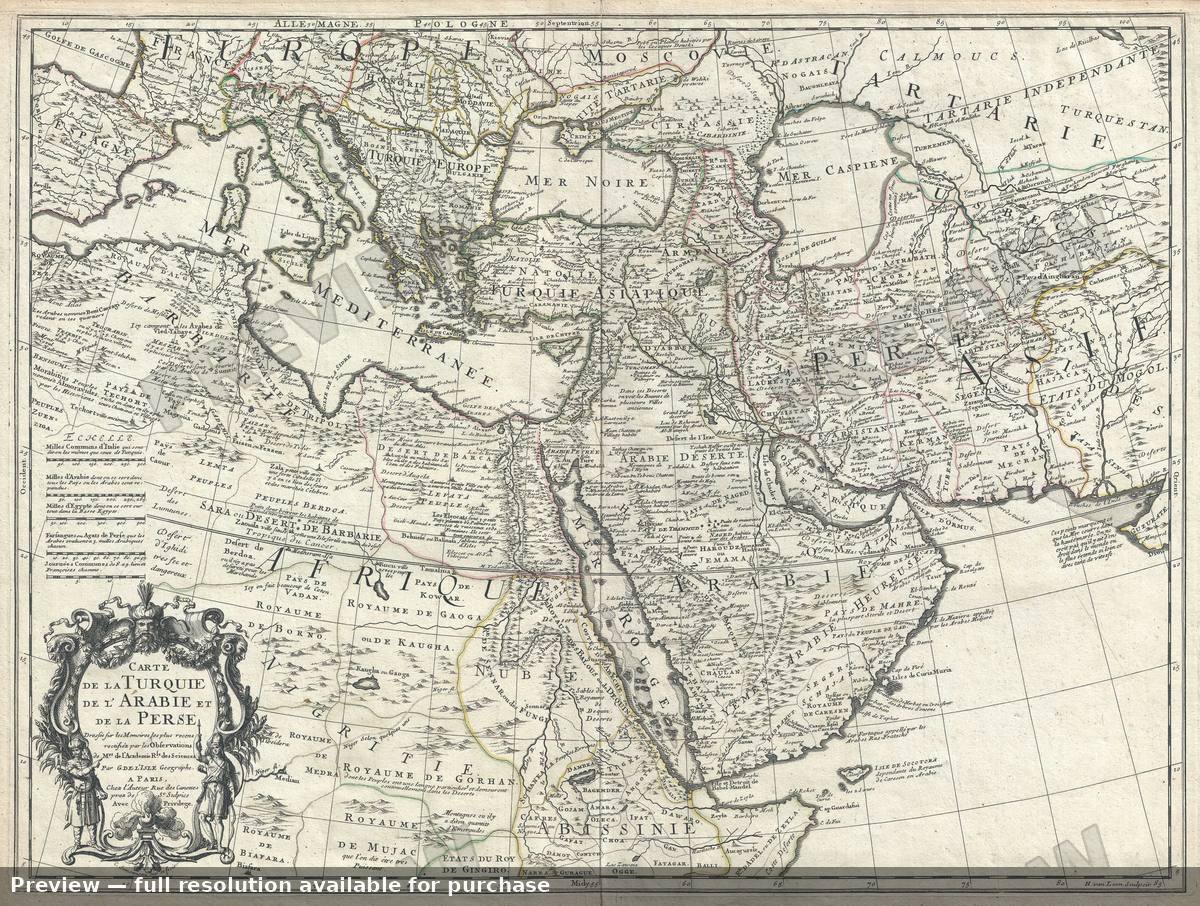 Antique map: Arabia Turquie Perse, 1701