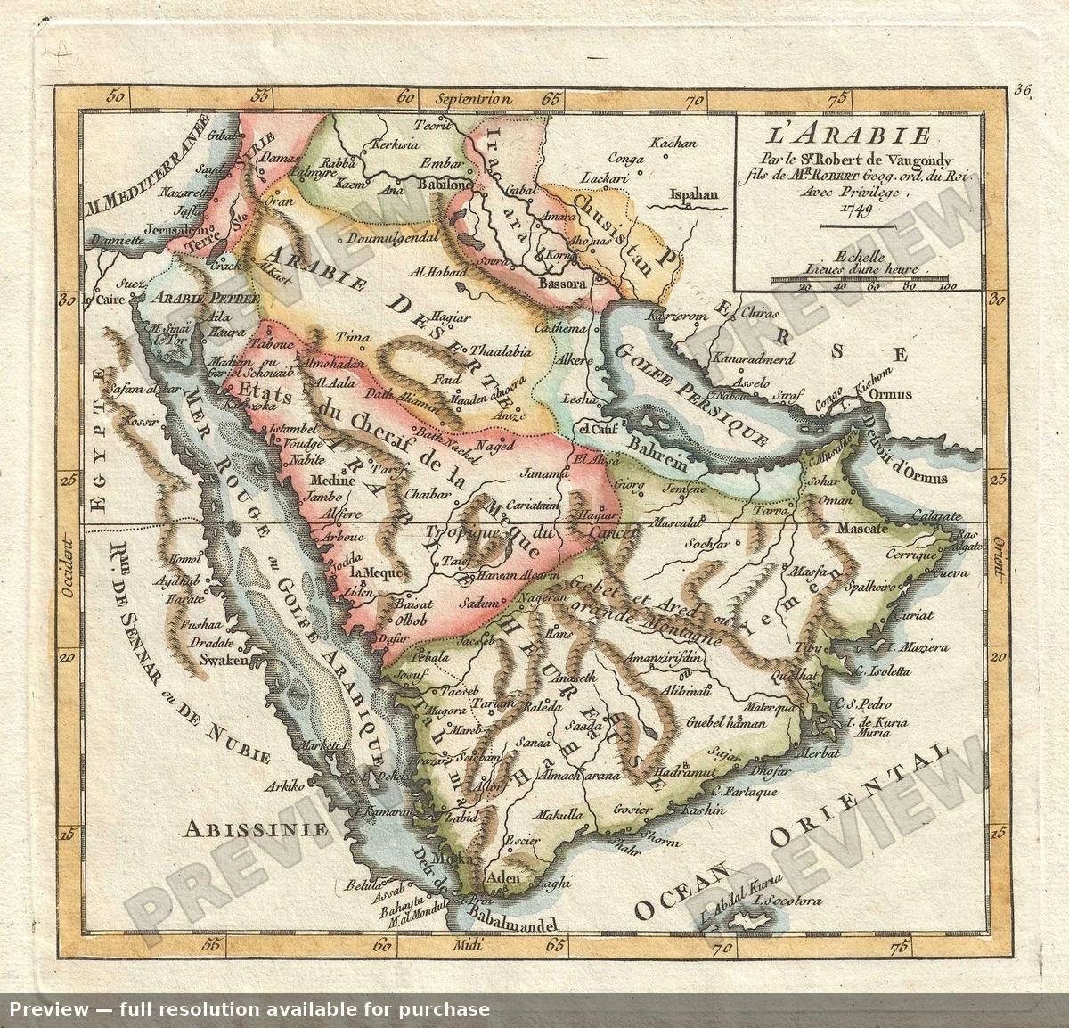 Antique map: Arabie, 1749, 1749