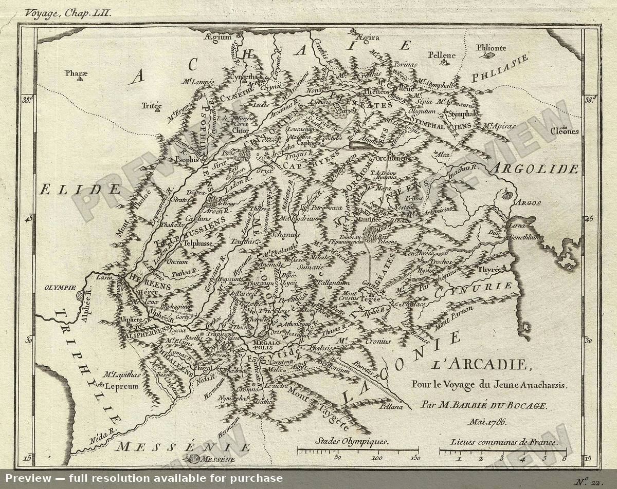 Antique map: Arcadia, 1791