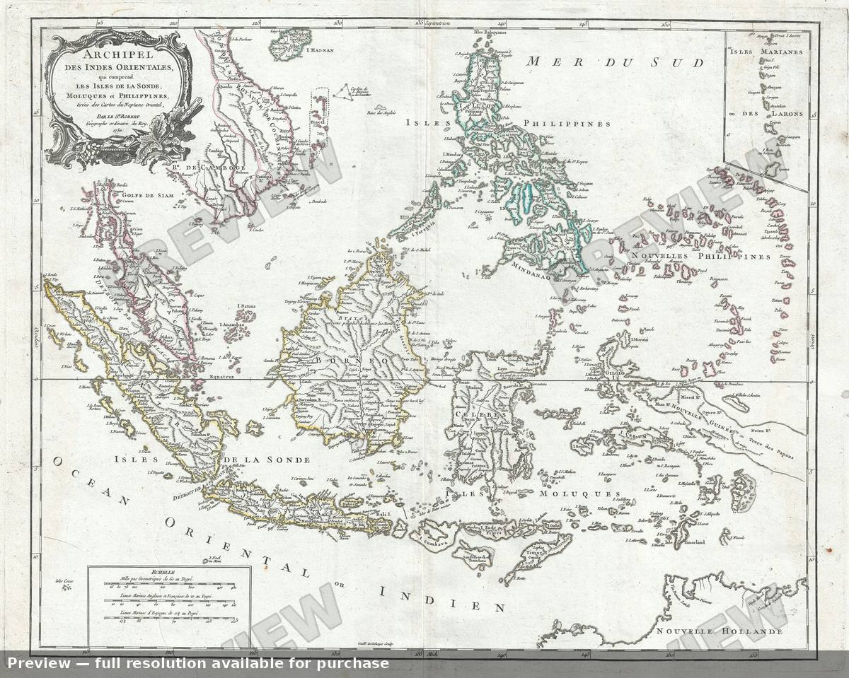 Antique map: Archipel Indes, 1750, 1750