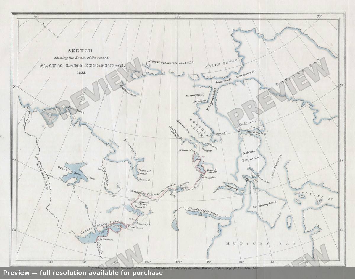 Antique map: Arctic Exp, 1835, 1835