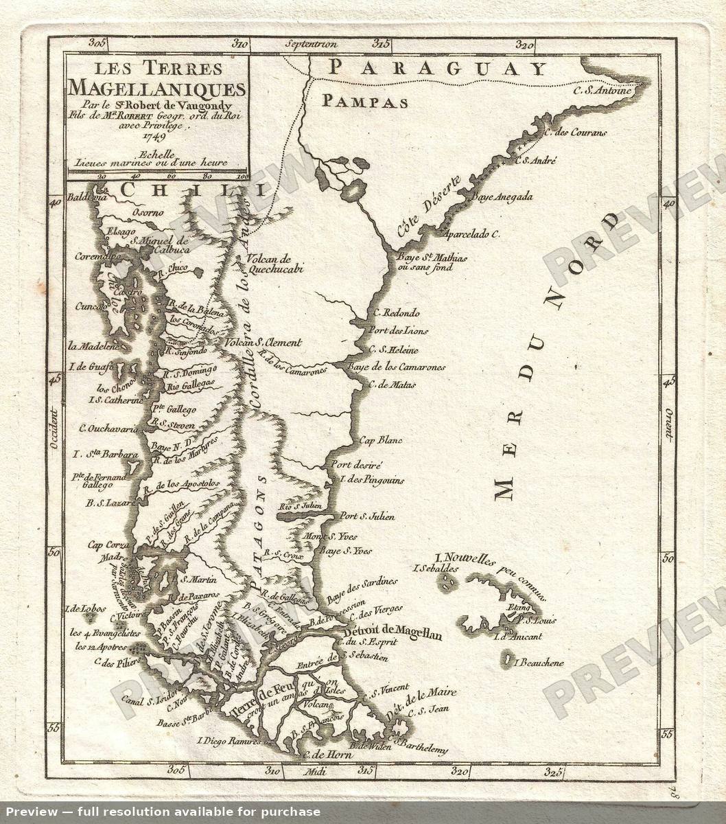 Antique map: Argentina, 1749, 1749