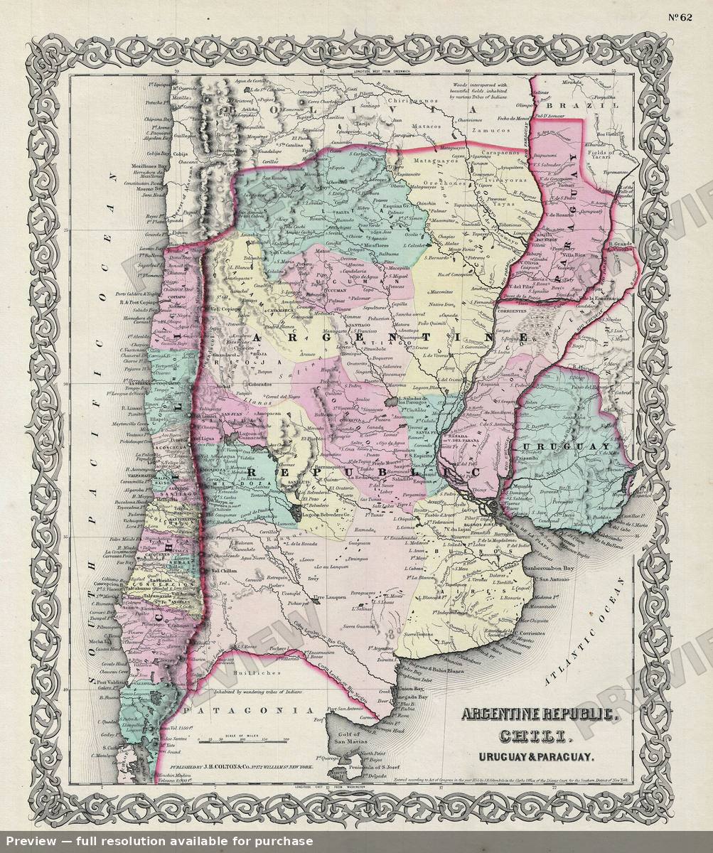 Antique map: Argentina Chile, 1856