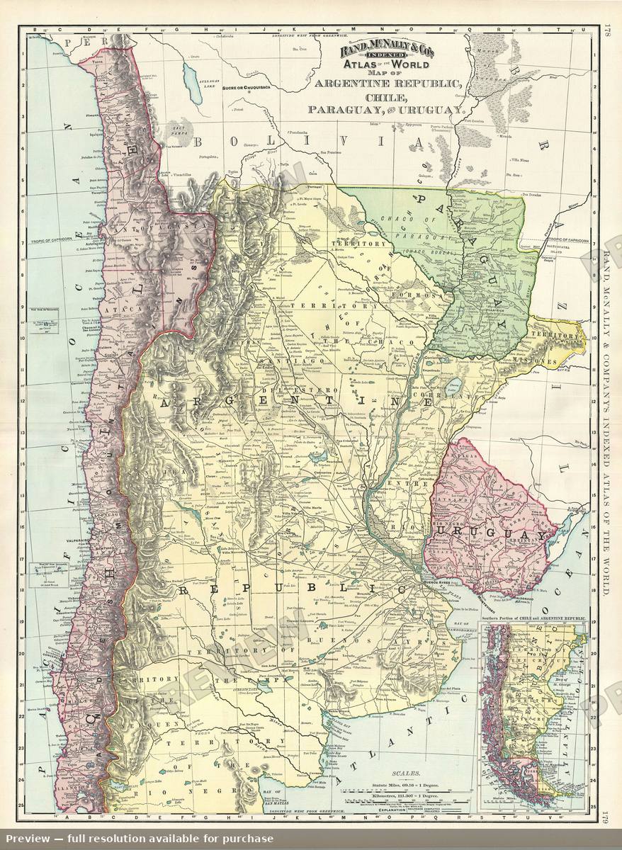 Antique map: Argentina Chile, 1895