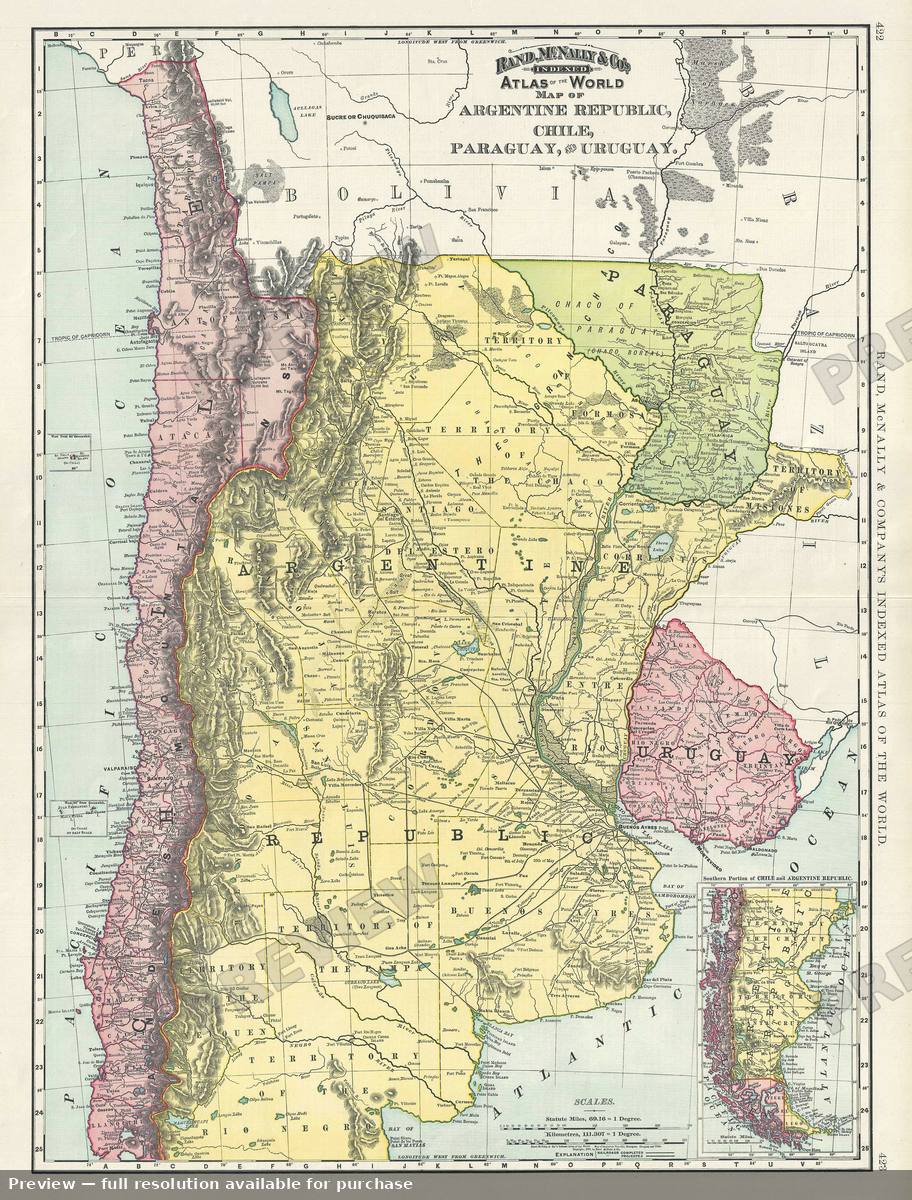 Antique map: Argentina Chile 2, 1895