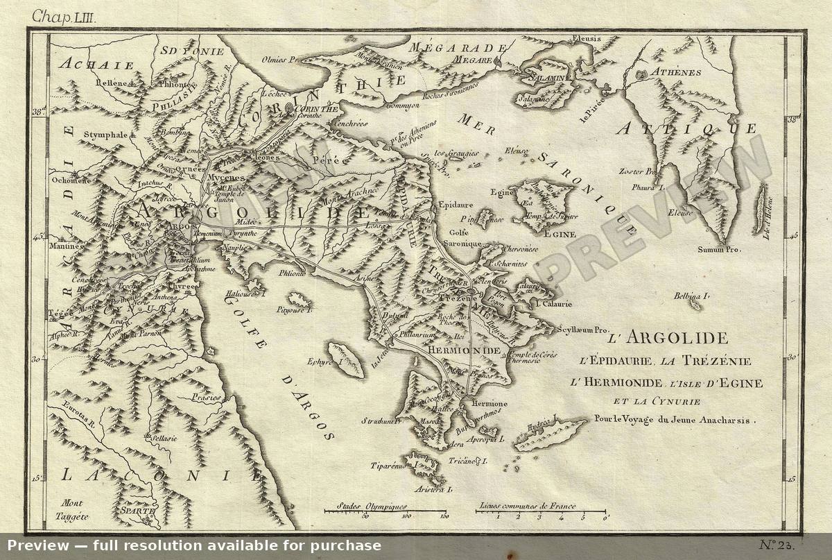 Antique map: Argolis, 1791