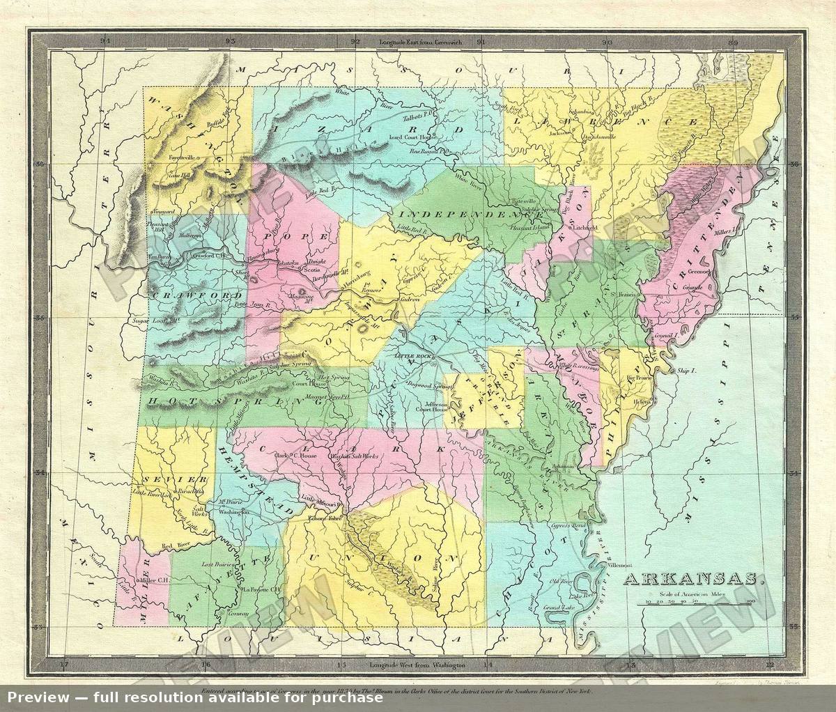 Antique map: Arkansas, 1835