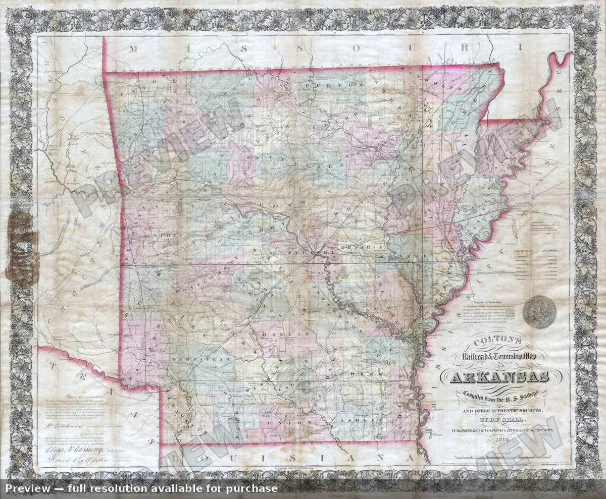 Antique map: Arkansas, 1859