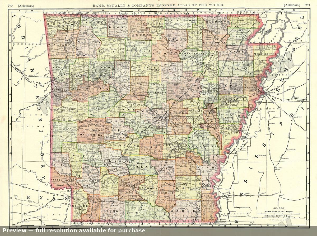 Antique map: Arkansas, 1893, 1893