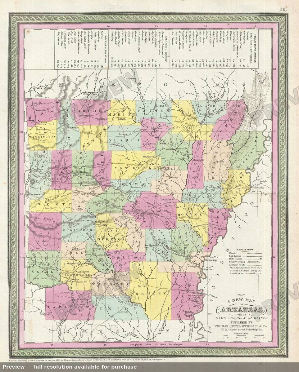 Antique map: Arkansas 2, 1854