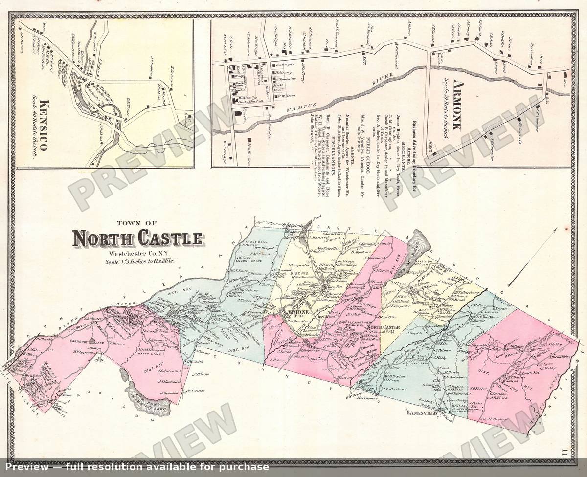 Antique map: Armonk, 1867