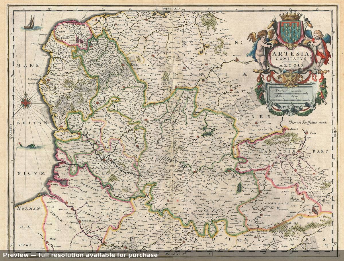Antique map: Artesia Comitatus Artois, 1642