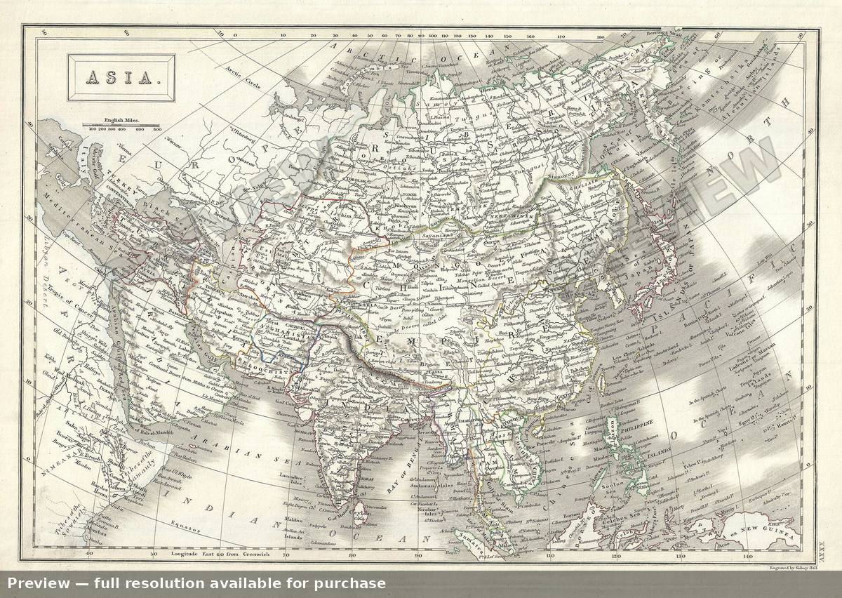 Antique map: Asia, 1844, 1844