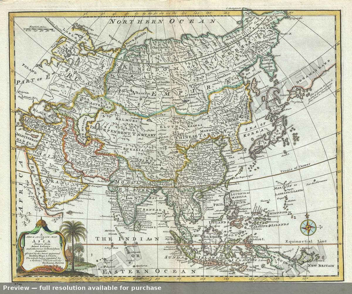 Antique map: Asia, 1747, 1747