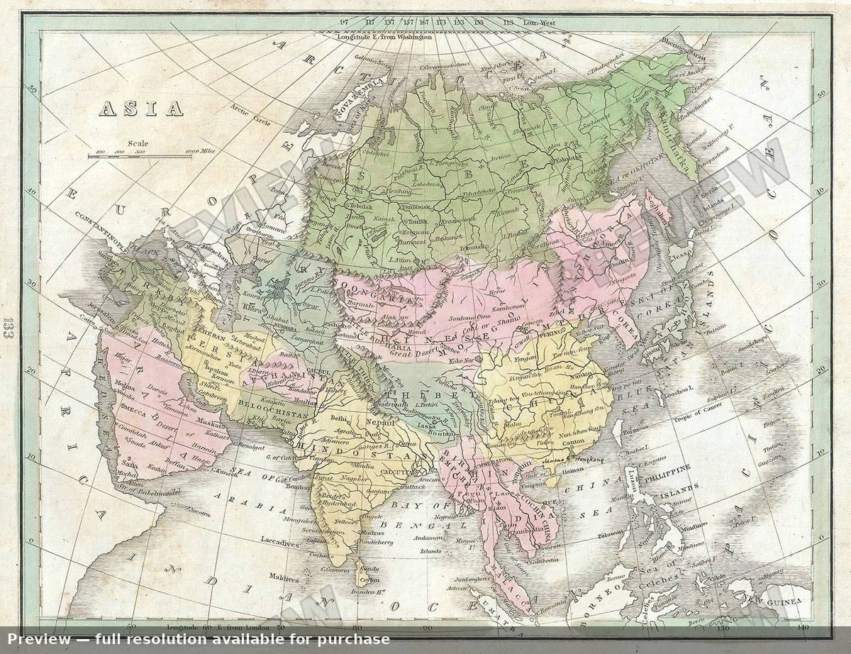 Antique map: Asia, 1835
