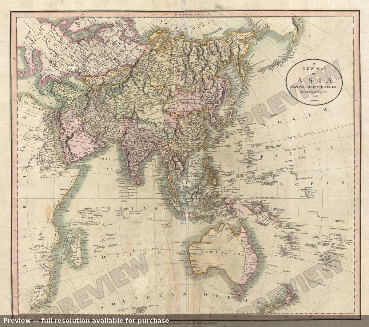 Antique map: Asia, 1806