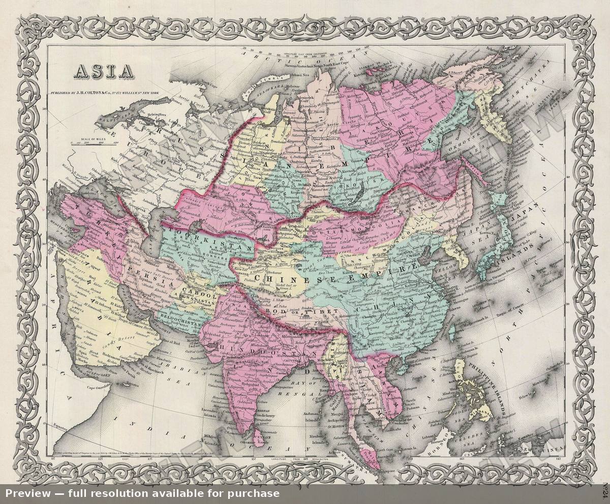 Antique map: Asia, 1856